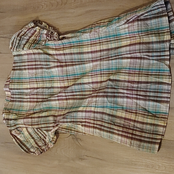 Charlotte Russe Balloon Sleeve Plaid Blouse - Picture 3 of 3
